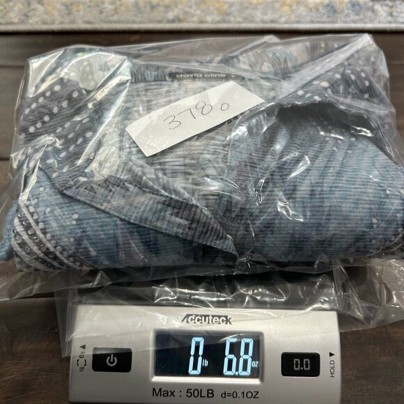 David Cline Womens Steel Blue Button-Up Shirt L Rhinestone Accents Lightweight - Picture 10 of 10